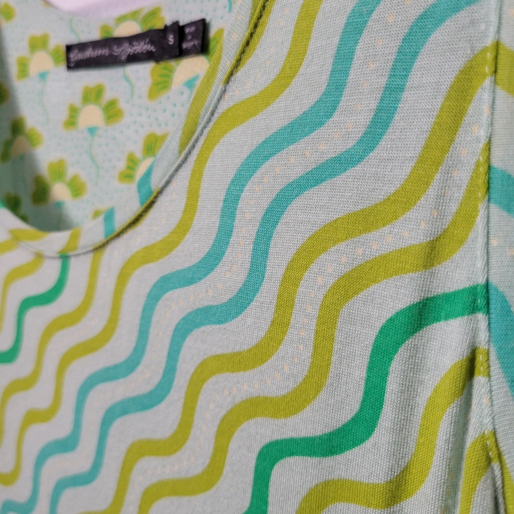 Vintage Gudrun Sjoden Tank Dress Size S Green Aqua Artsy Micromodal A-Line - Picture 5 of 10